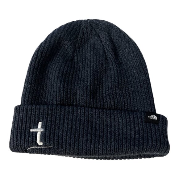 The North Face Other - The North Face Blue Gray Knit Beanie Hat Unisex One Size Ribbed Cuff Custom T Em